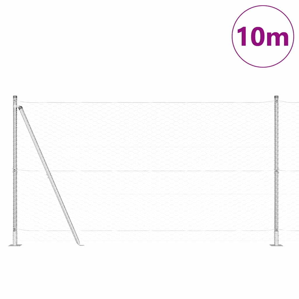 Vidaxl afrasteringspaal zilver 10 x 1,2 m (36 mm gaas) staal