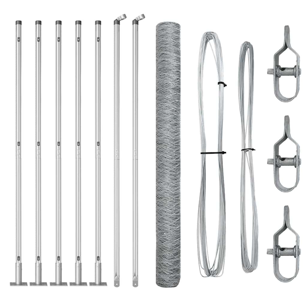 Vidaxl afrasteringspaal zilver 10 x 1,5 m (36 mm gaas) staal