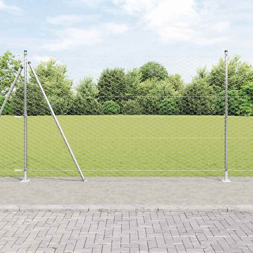 Vidaxl afrasteringspaal zilver 10 x 1,6 m (50 mm gaas) staal