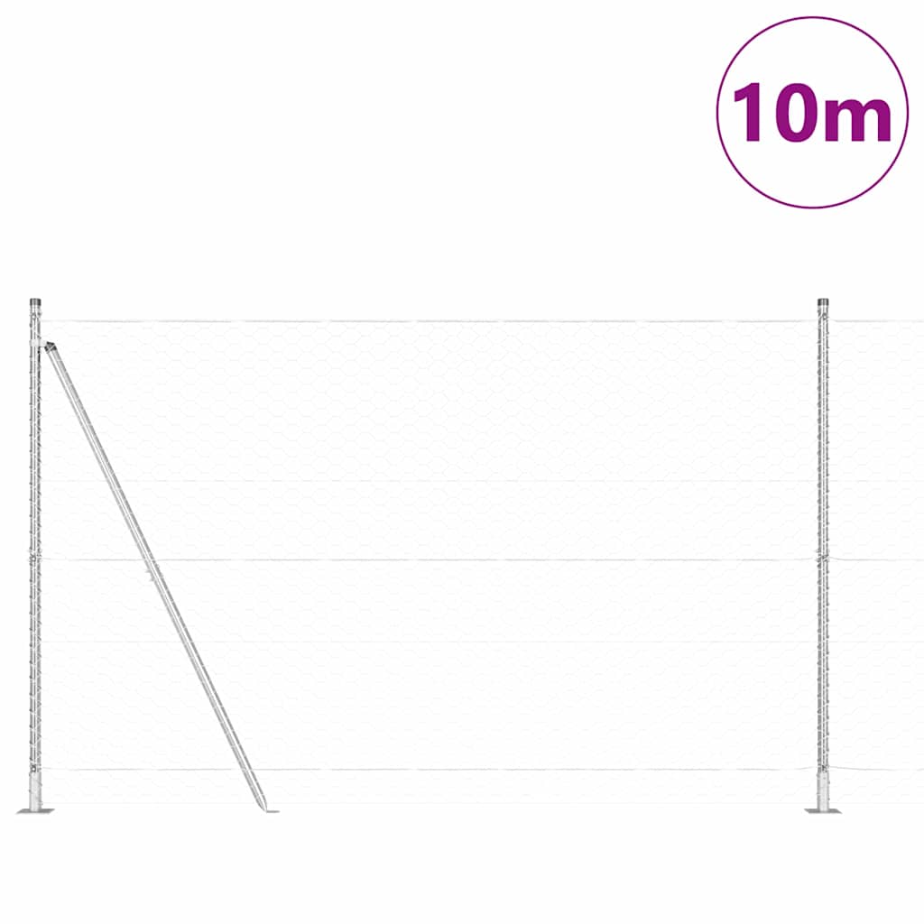 Vidaxl afrasteringspaal zilver 10 x 1,6 m (50 mm gaas) staal