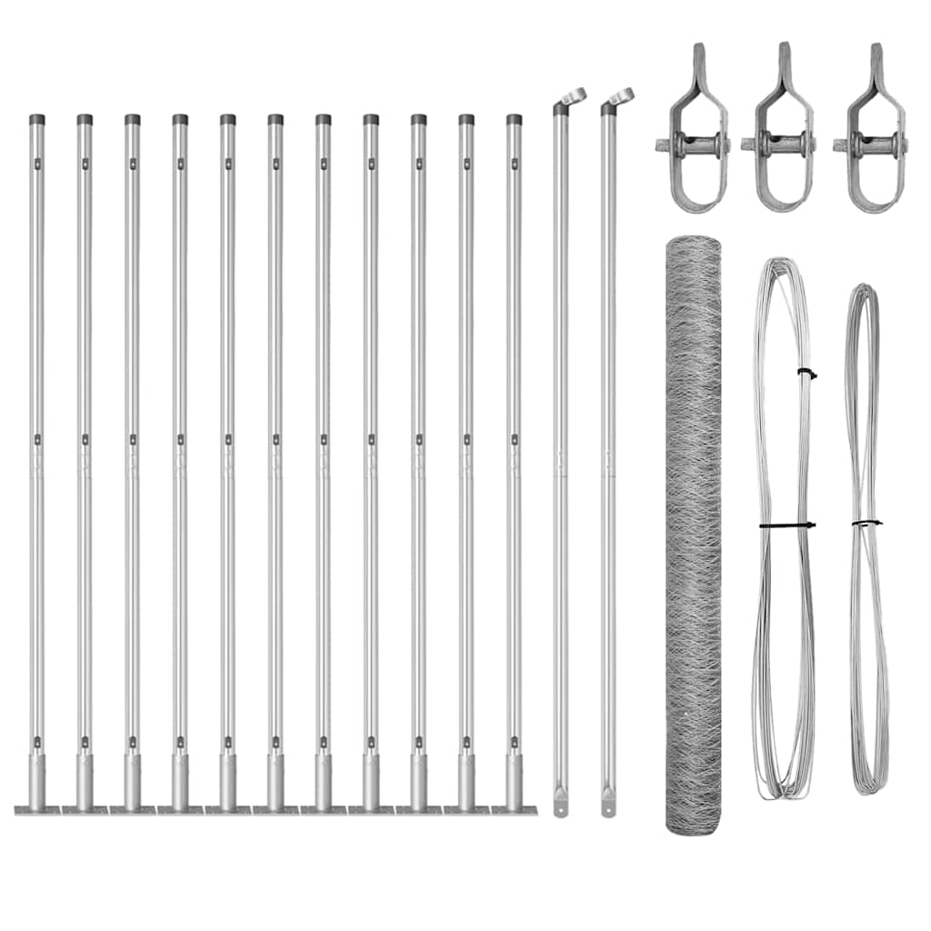Vidaxl afrasteringspaal zilver 25 x 1,4 m (36 mm gaas) staal