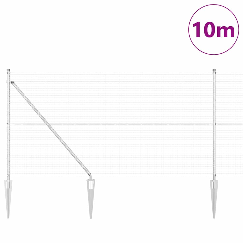Vidaxl afrasteringspaal zilver 10 x 1 m (19 x 19 mm mesh) staal