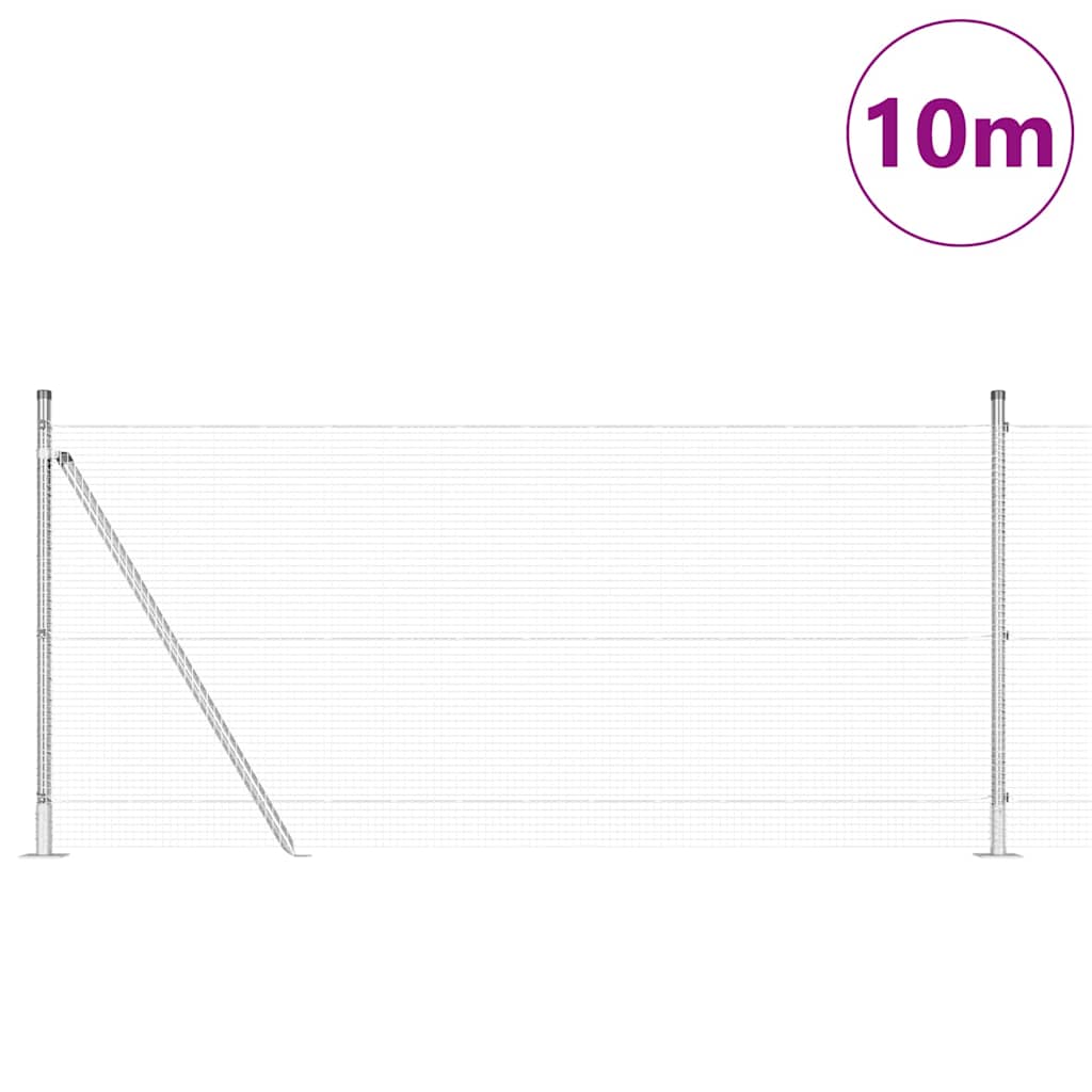 Vidaxl afrasteringspaal zilver 10 x 0,8 m (16 x 16 mm gaas) staal