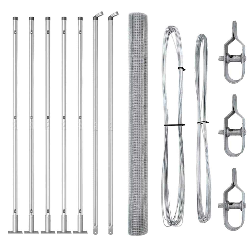 Vidaxl afrasteringspaal zilver 10 x 1,5 m (16 x 16 mm gaas) staal