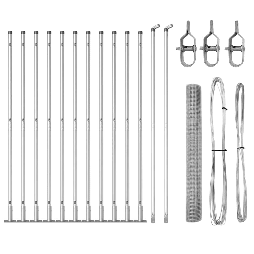 Vidaxl afrasteringspaal zilver 25 x 0,8 m (16 x 16 mm heknet) staal