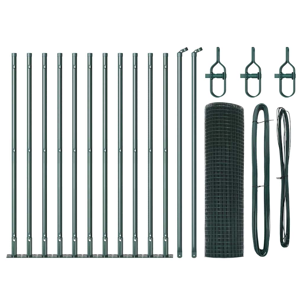 Vidaxl afrasteringspaal groen 25 x 0,5 m (19 x 19 mm mesh) staal