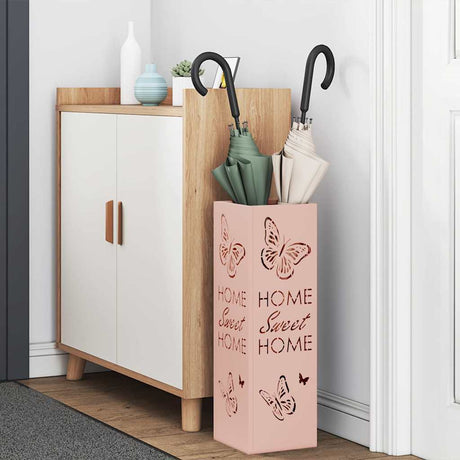 Vidaxl paraplu standaard met opslag roze 15,5 x 15,5 x 49 cm metaal