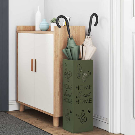 Vidaxl paraplu standaard olijfgroen 15,5 x 15,5 x 49 cm metaal