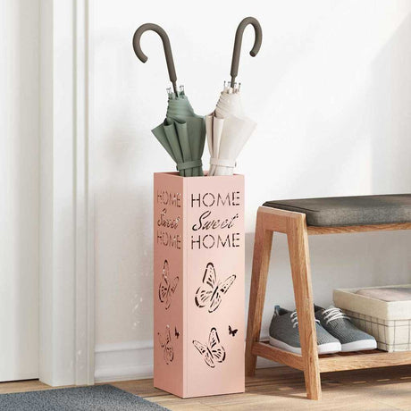 Vidaxl paraplu standaard met opslag roze 15,5 x 15,5 x 49 cm metaal