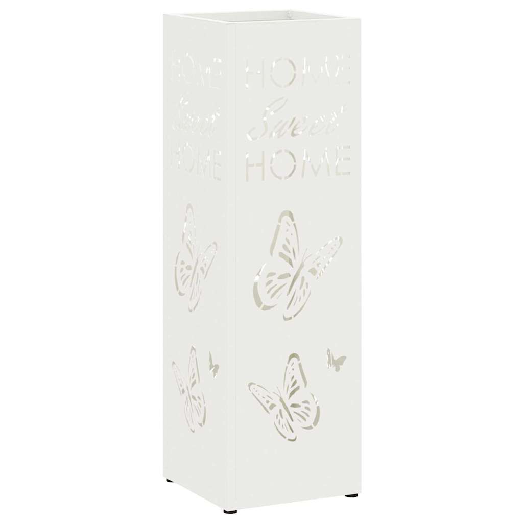 Vidaxl paraplu standaard met opslag wit 15,5 x 15,5 x 49 cm metaal