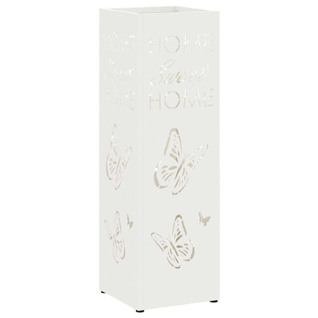 Vidaxl paraplu standaard met opslag wit 15,5 x 15,5 x 49 cm metaal