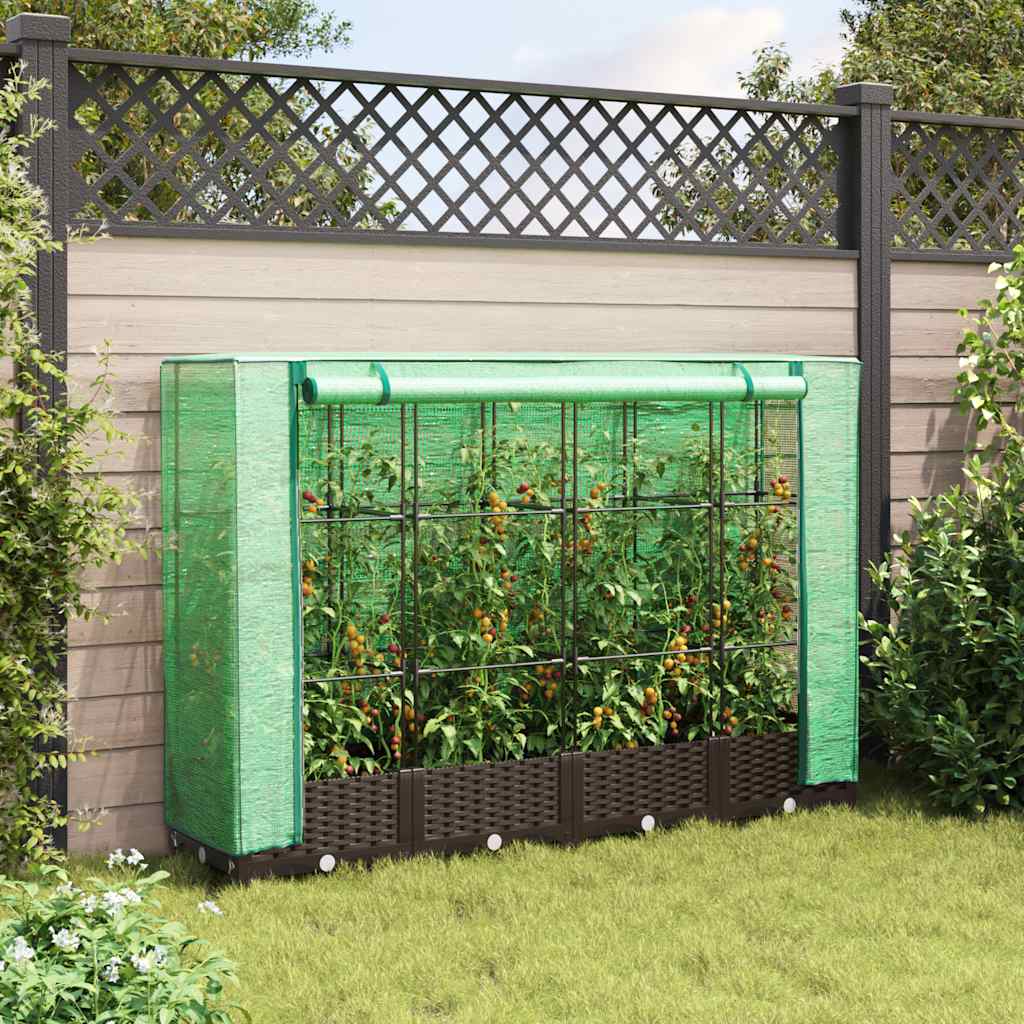 Vidaxx plantekasse hævet med drivhusdæksel 160x40x123 cm rattan look