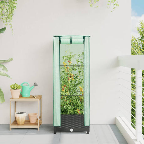 Vidaxx plantekasse hævet med drivhusdæksel 40x40x123 cm rattan look