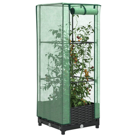 Vidaxx plantekasse hævet med drivhusdæksel 40x40x123 cm rattan look