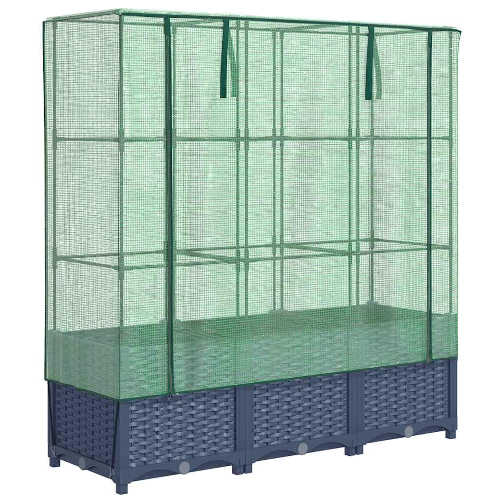 Vidaxx plantekasse hævet med drivhusdæksel 120x40x138 cm rattan look