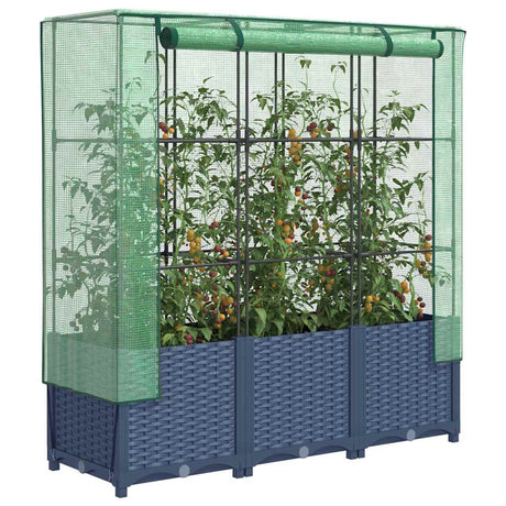 Vidaxx plantekasse hævet med drivhusdæksel 120x40x138 cm rattan look
