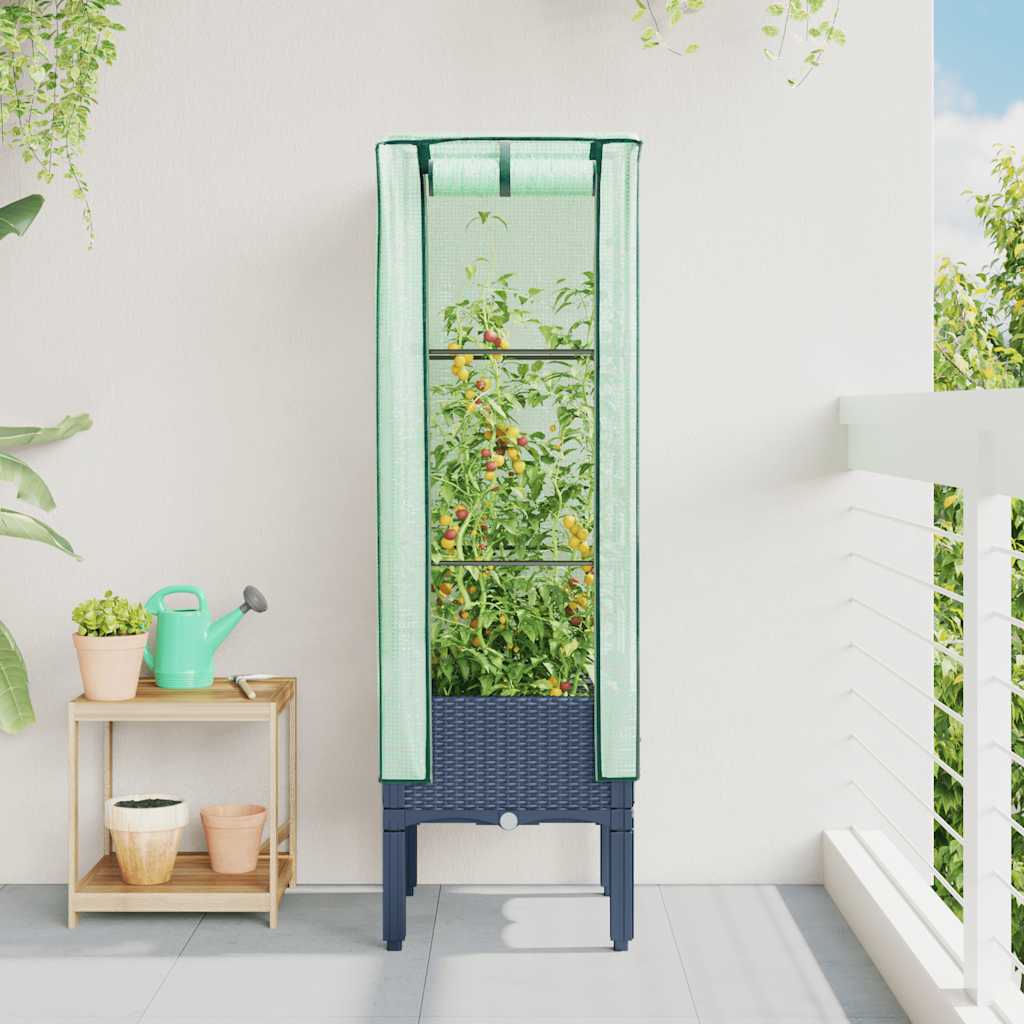 Vidaxx plantekasse hævet med drivhusdæksel 40x40x140 cm rattan look