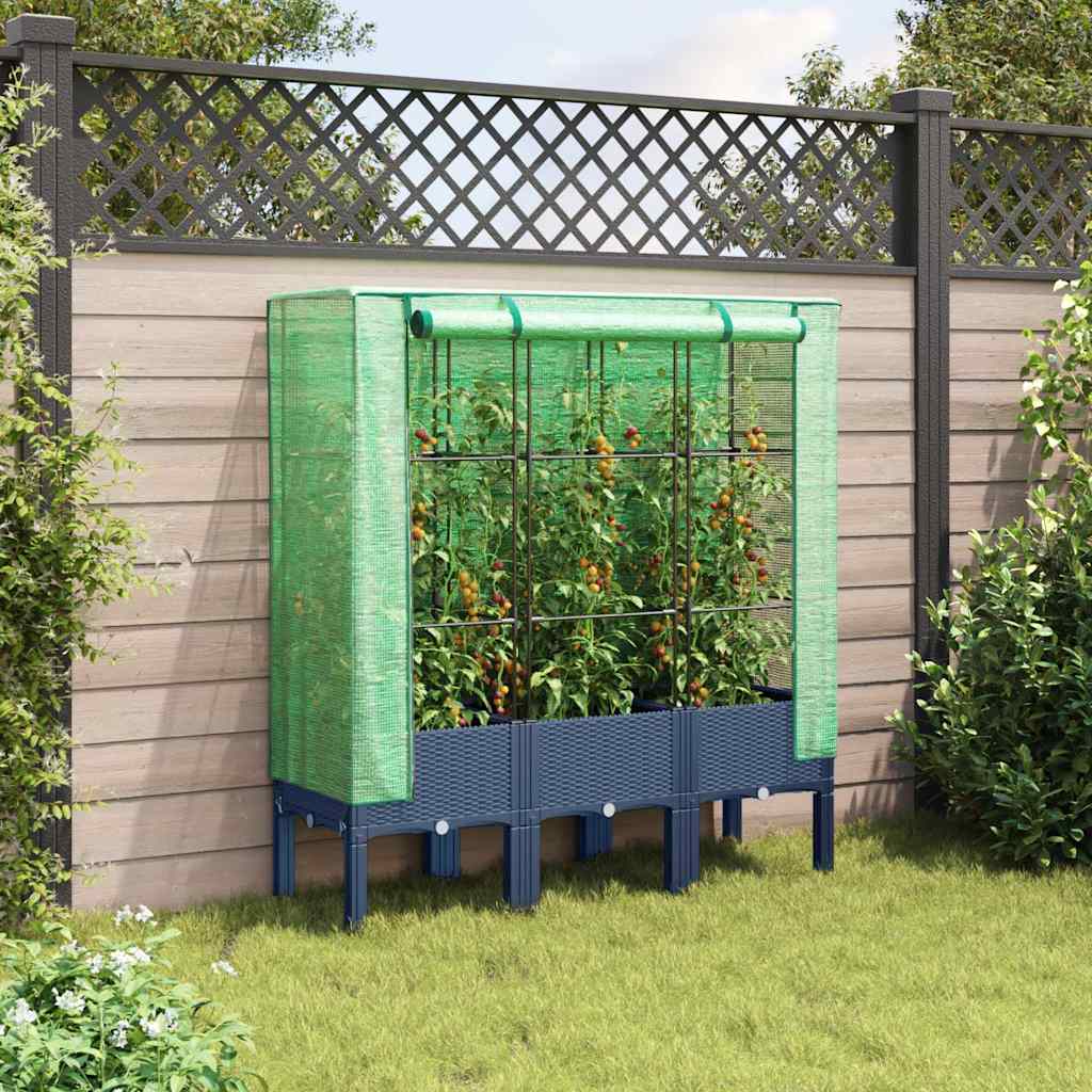 Vidaxx plantekasse hævet med drivhusdæksel 120x40x140 cm rattan look