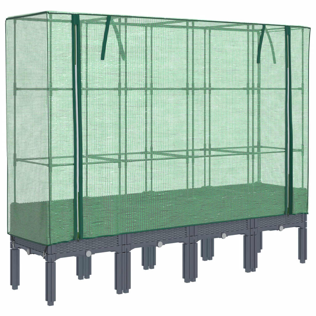 Vidaxx plantekasse hævet med drivhusdæksel 160x40x140 cm rattan look