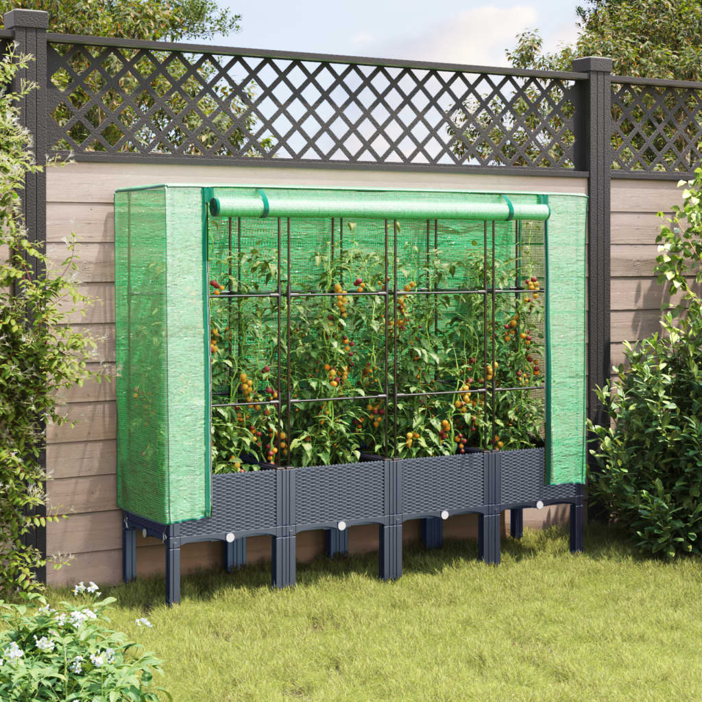 Vidaxx plantekasse hævet med drivhusdæksel 160x40x140 cm rattan look