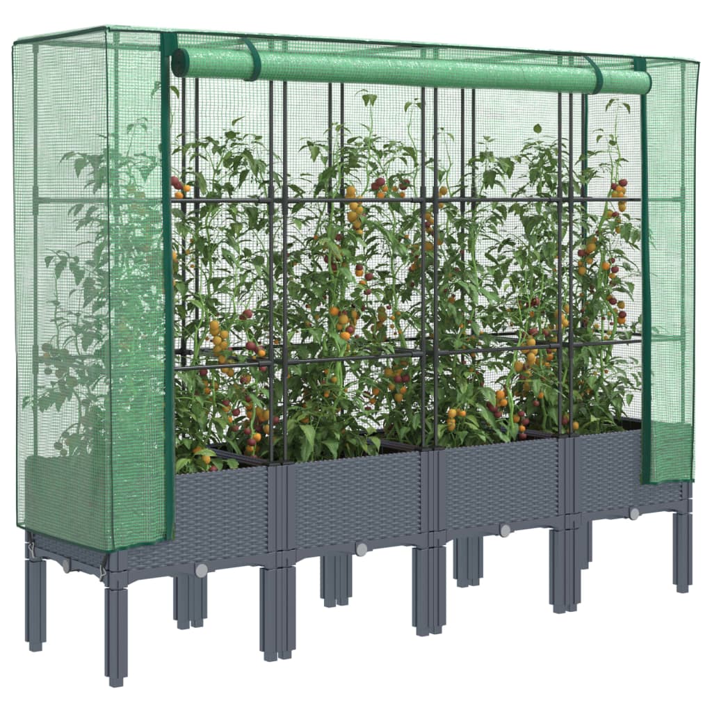 Vidaxx plantekasse hævet med drivhusdæksel 160x40x140 cm rattan look