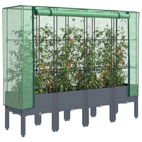 Vidaxx plantekasse hævet med drivhusdæksel 160x40x140 cm rattan look