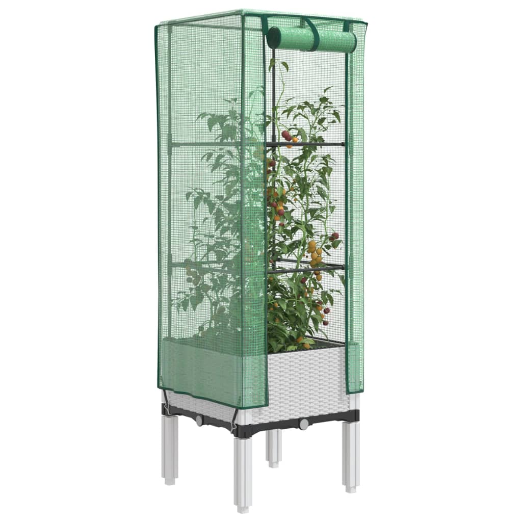 Vidaxx plantekasse hævet med drivhusdæksel 40x40x140 cm rattan look