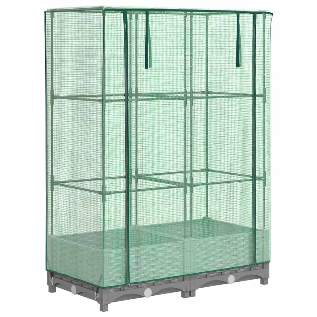 Vidaxx plantekasse hævet med drivhusdæksel 80x40x123 cm rattan look