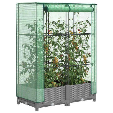 Vidaxx plantekasse hævet med drivhusdæksel 80x40x123 cm rattan look