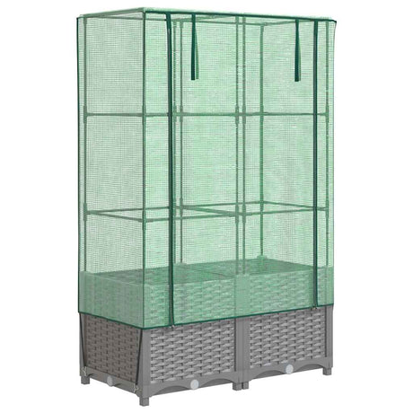 VidaXL plantekasse hævet med drivhusdæksel 80x40x138 cm rattan look