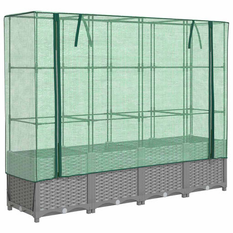 Vidaxx plantekasse hævet med drivhusdæksel 160x40x138 cm rattan look