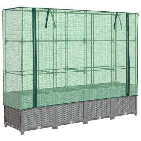 Vidaxx plantekasse hævet med drivhusdæksel 160x40x138 cm rattan look