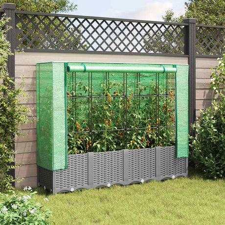 Vidaxx plantekasse hævet med drivhusdæksel 160x40x138 cm rattan look