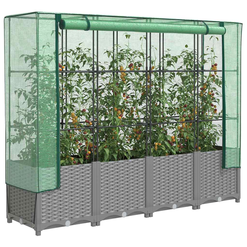 Vidaxx plantekasse hævet med drivhusdæksel 160x40x138 cm rattan look