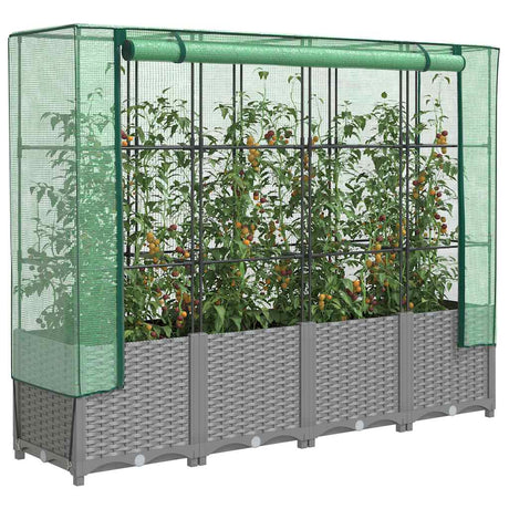 Vidaxx plantekasse hævet med drivhusdæksel 160x40x138 cm rattan look