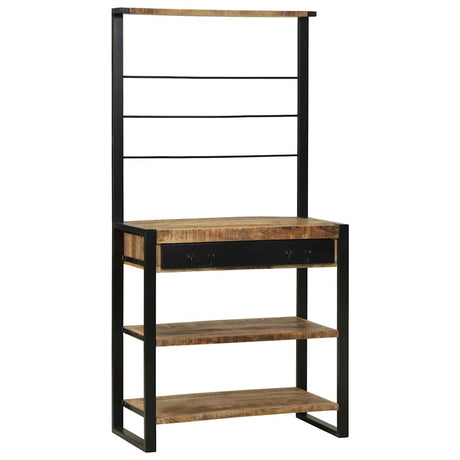 Vidaxl keukenrek bruin en zwart 80 x 40 x 160 cm massief mango hout