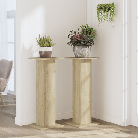 VidaXL plantestativer 2 stk 30x30x80 cm konstrueret træ sonoma eg