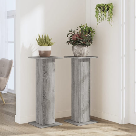 Vidaxxl plantestativer 2 stk 30x30x80 cm konstrueret træ grå sonoma