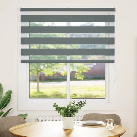 VidaXL zebra rullegardin 125x100 cm stofbredde 120,9 cm mørkegrå