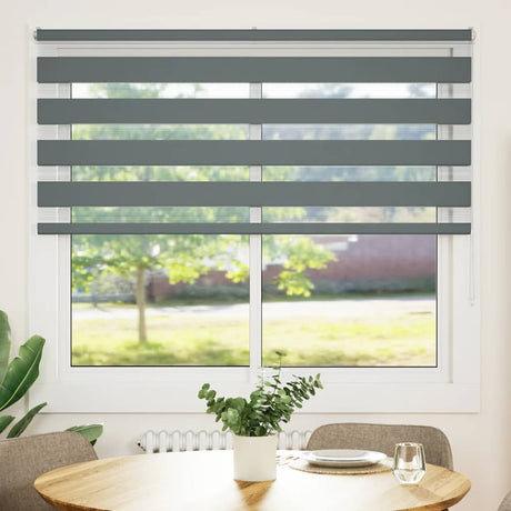 VidaXL zebra rullegardin 165x150 cm stofbredde 160,9 cm mørkegrå