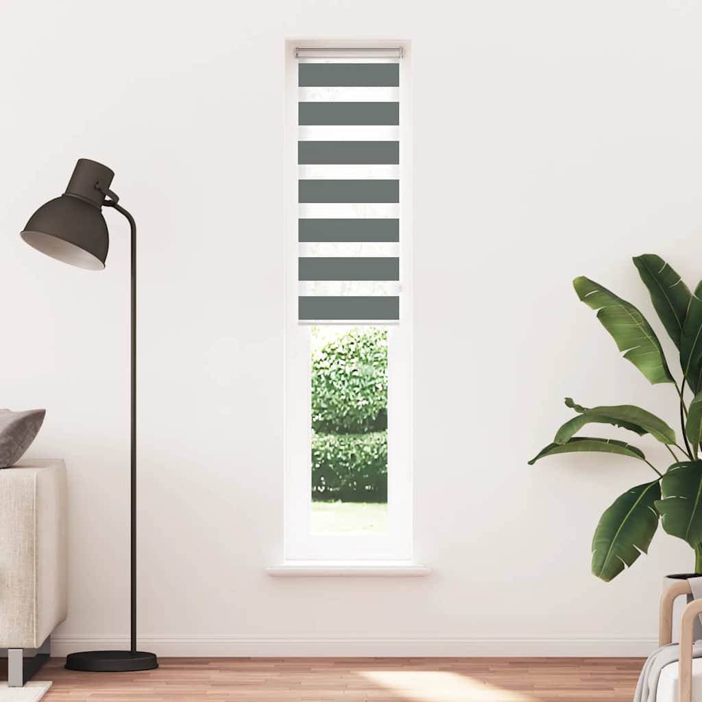 VidaXL zebra rullegardin 50x200 cm stofbredde 45,9 cm mørkegrå