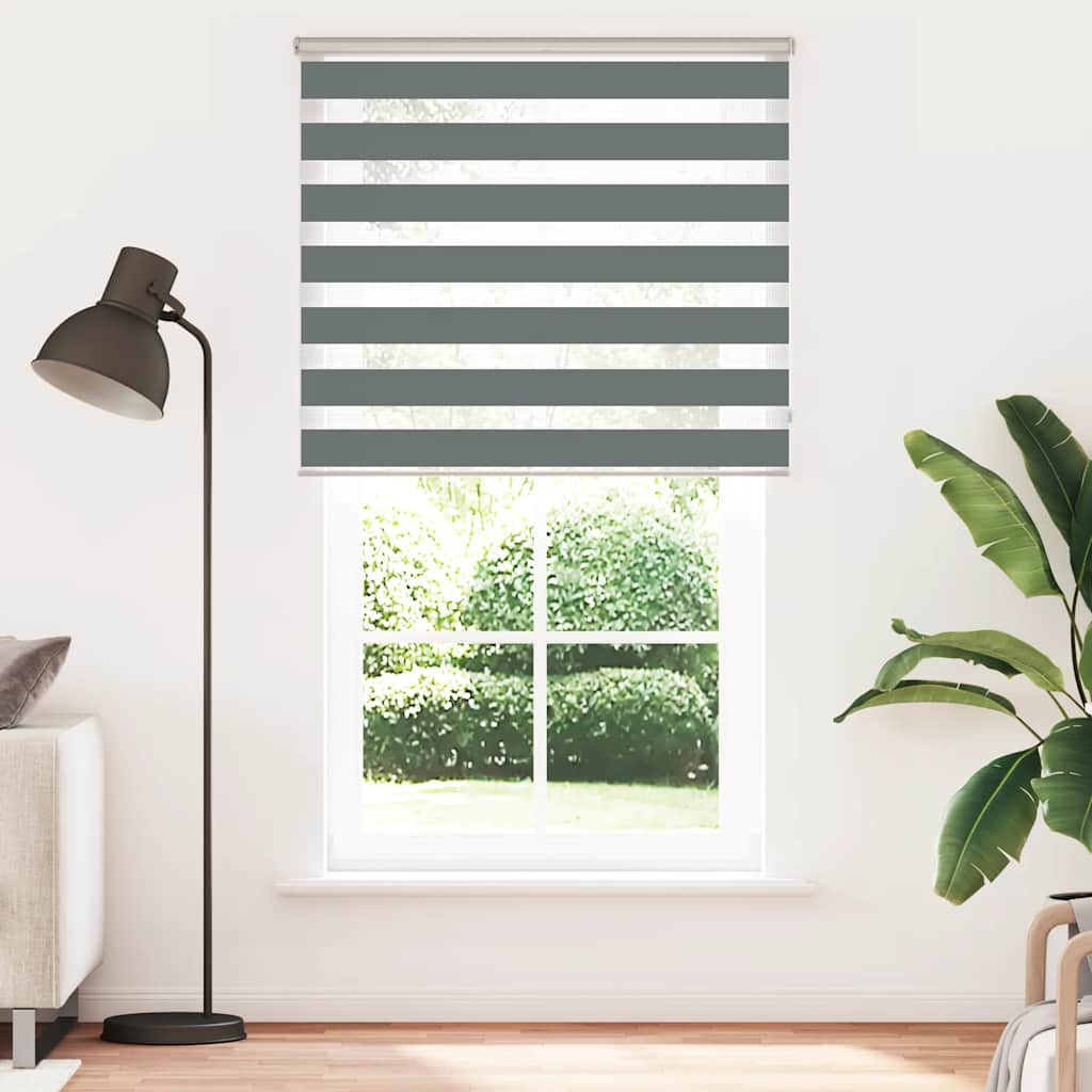 VidaXL zebra rullegardin 125x200 cm stofbredde 120,9 cm mørkegrå