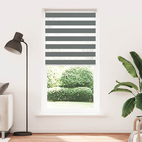 VidaXL zebra rullegardin 100x230 cm stofbredde 95,9 cm mørkegrå