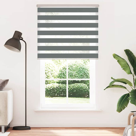 VidaXL zebra rullegardin 135x230 cm stofbredde 130,9 cm mørkegrå