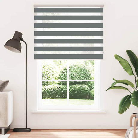 VidaXL zebra rullegardin 140x230 cm stofbredde 135,9 cm mørkegrå
