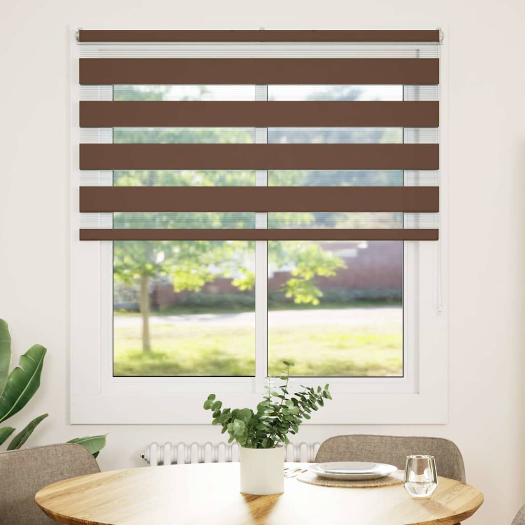 VidaXL zebra rullegardin 125x100 cm stof bredde 120,9 cm polyester brun