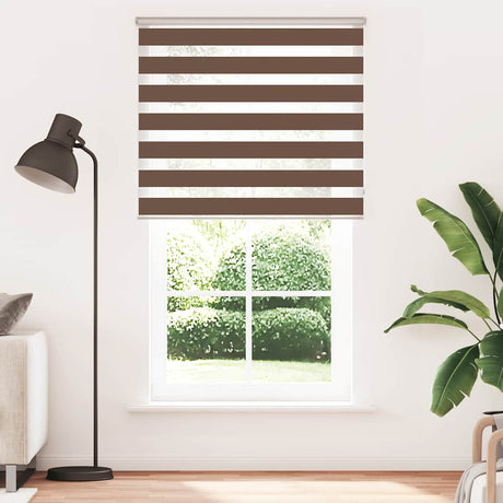 VidaXL zebra rullegardin 135x200 cm stof bredde 130,9 cm polyester brun