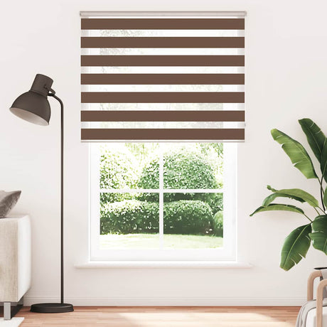 VidaXL zebra rullegardin 145x200 cm stof bredde 140,9 cm polyester brun