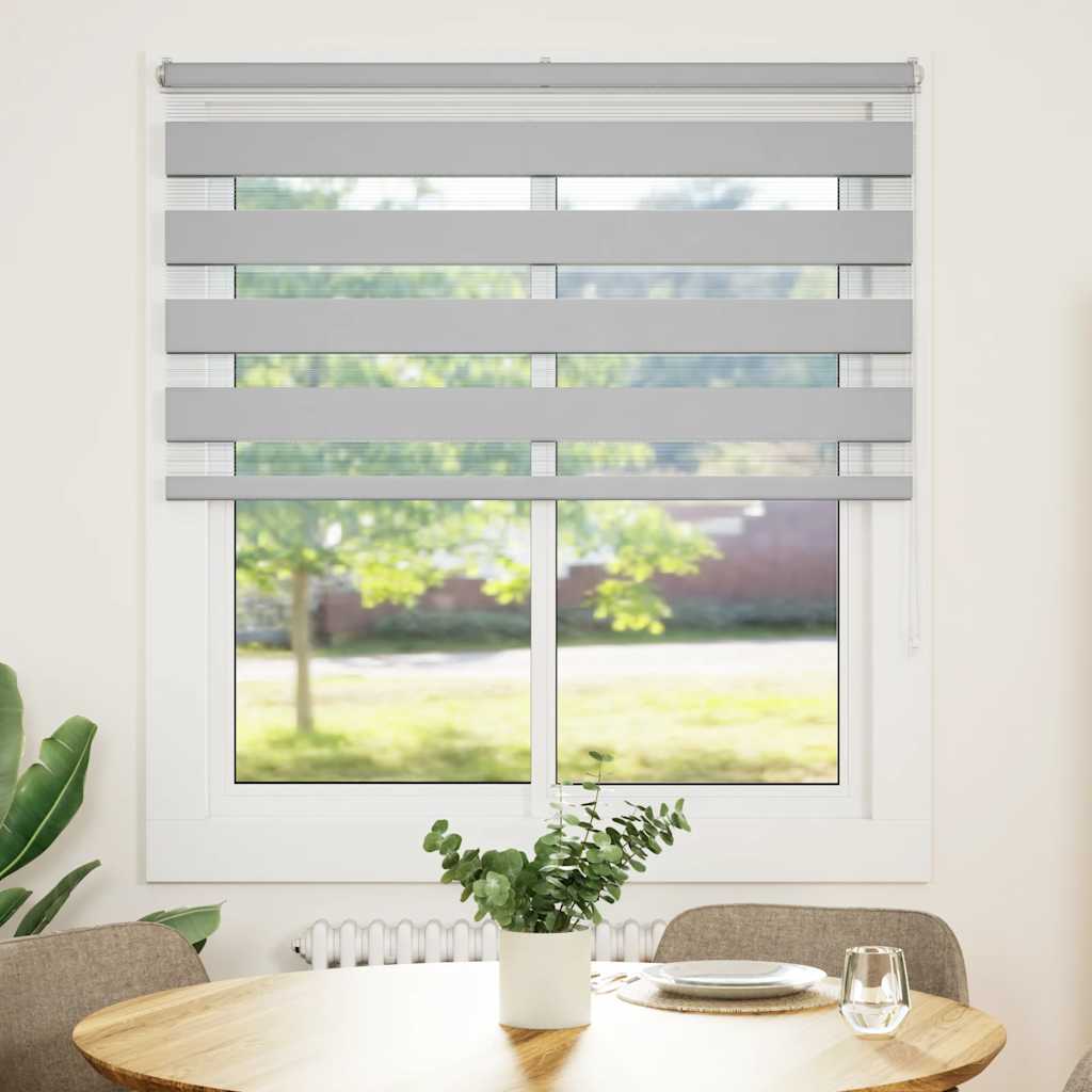 VidaXL zebra rullegardin 130x100 cm stofbredde 125,9 cm lysegrå