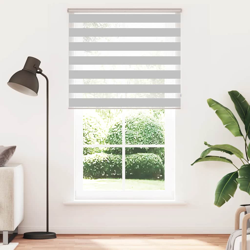 VidaXL zebra rullegardin 135x200 cm stofbredde 130,9 cm lysegrå